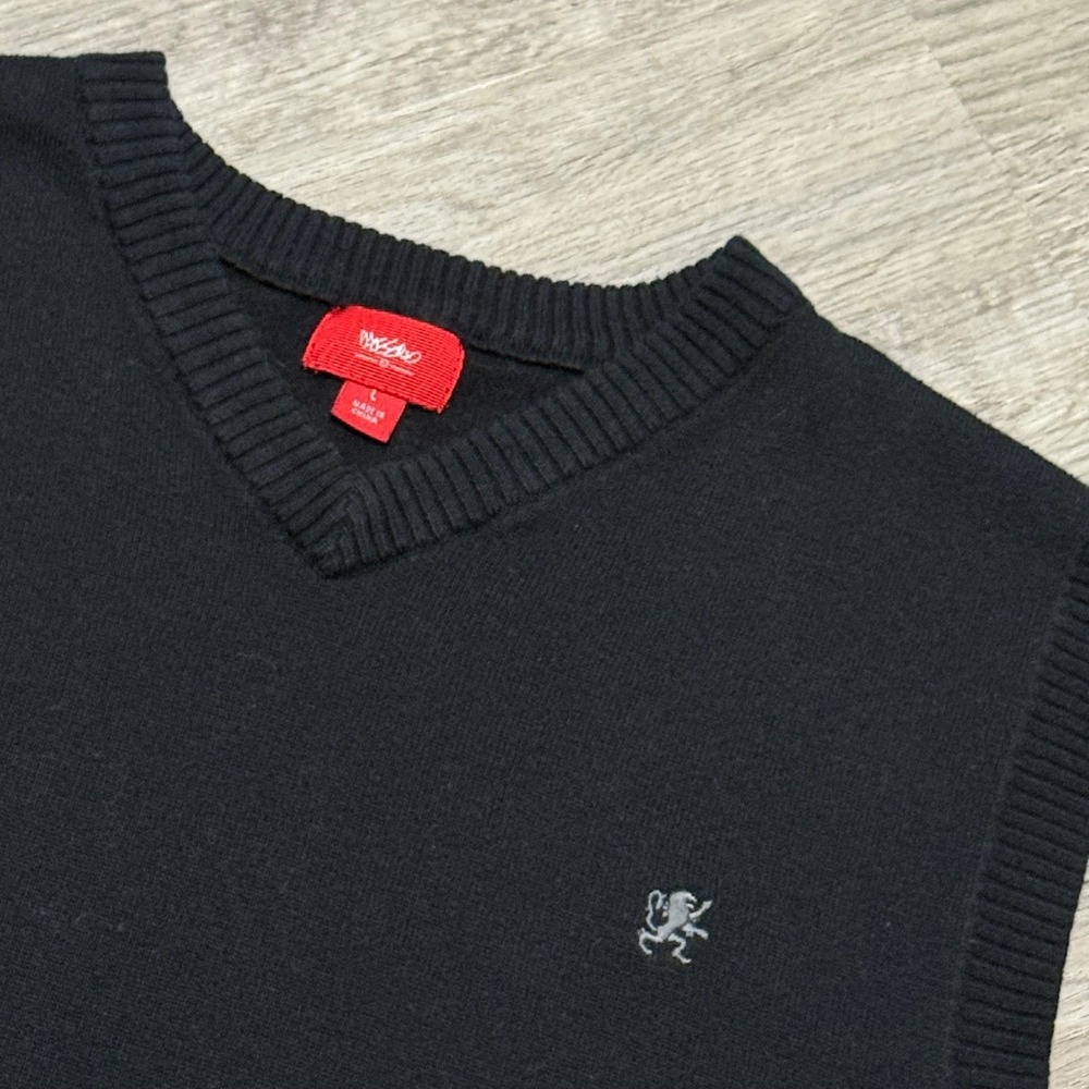 Mossimo Supply Co Y2K Mens V-Neck Sweater Vest Black Large Cotton Blend Preppy - Picture 3 of 7